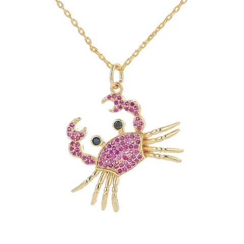 Süße Krabbe Anhänger Halskette Kupfer Mit Zirkonia Funkelnde Tier Schmuck Für Frauen Mode Accessoire Geschenk