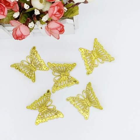 Artificial Butterfly Ornaments Plastic Electroplated Hollow Out For Christmas Tree Wreath DIY Craft Home Party Festive Decor