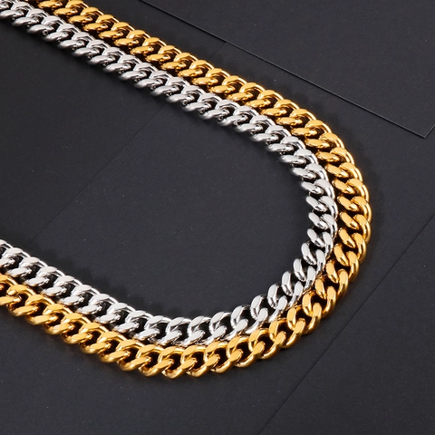 Chaîne Cubaine Collier Et Bracelet Acier Inoxydable 316L Lourd Hip Hop Streetwear Hommes Bijoux Polis Brillants