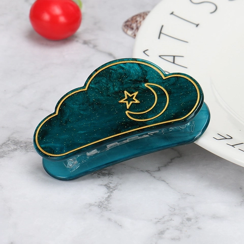 Cloud Hair Claw Clip Acrylic Marble Resin Star Moon Sun Pattern Gold Glitter Nonslip Styling Accessories For Women Girls