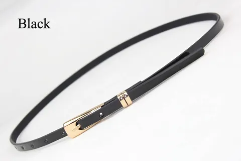 Women Skinny Waist Belt PU Leather Candy Color Thin Decorative Alloy Pin Buckle Simple Fashion Ladies Accessories
