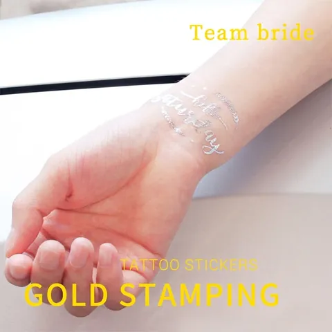 Metallic Gold Silber Temporäre Tattoo Aufkleber Wasserdicht Team Bride Für Junggesellinnenabschied Hochzeit Brautparty