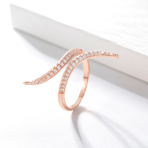 925 Sterling Silver Wave Snake Ring Micro Pave Zircon Adjustable Open Finger Jewelry Fashion Gift For Women