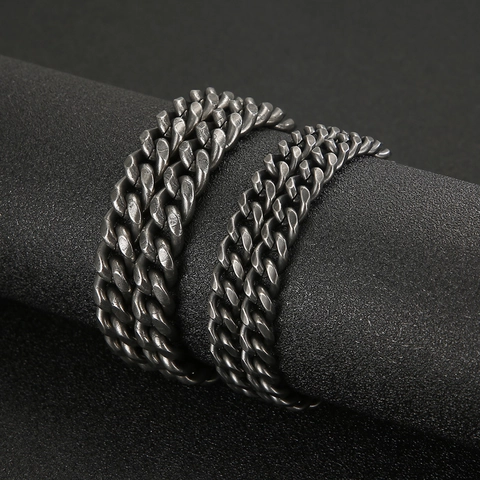 Collana A Catena Cubana Da Uomo In Acciaio Inossidabile Vintage Finitura Nero Ossidato Stile Punk Retrò Industriale