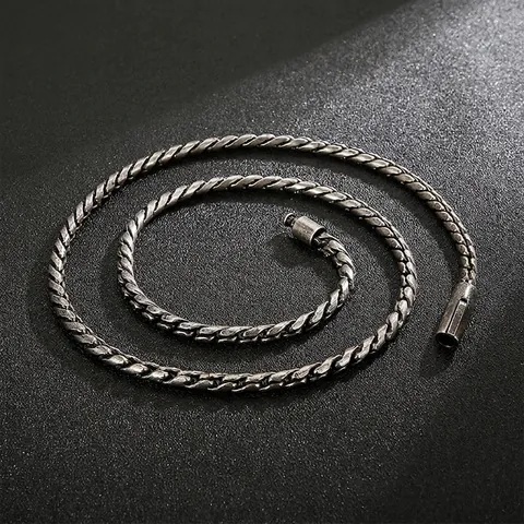 Collar De Cadena De Hueso De Dragón Trenzado Tejido De Acero Inoxidable 316L Retro Vintage Hip Hop Streetwear Para Hombres