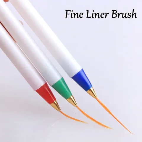 Professional Nail Art Liner Brushes Fine Detail Drawing Painting Pens Plastic Handle DIY Manicure Accessories White