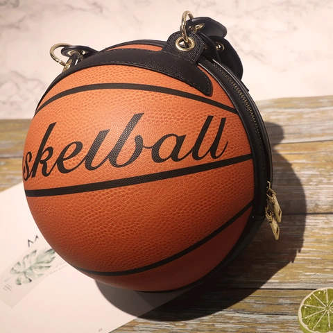 Bolso De Mano Forma Baloncesto Estampado Graffiti Cuero PU Novedad Bolso Bandolera Redondo Para Mujer Moda Streetwear