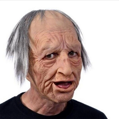 Halloween Old Man Mask Latex Realistic Elderly Grandpa Grandma Face Mask Costume Party Novelty Cosplay Props
