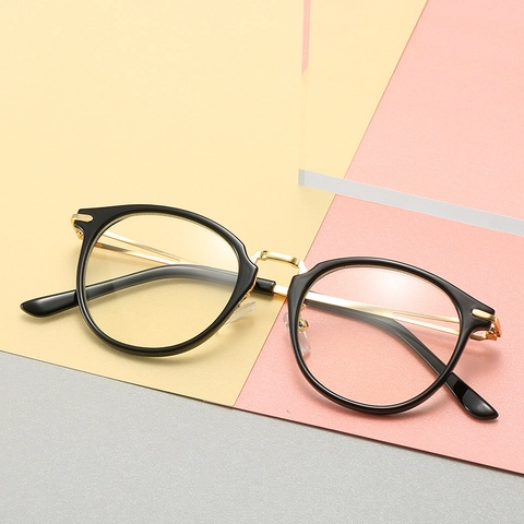 Retro Ronde Optische Brilmontuur Lichtgewicht PC Metaal Trendy Heldere Lens Brillen Vintage Eyewear Voor Dames Heren