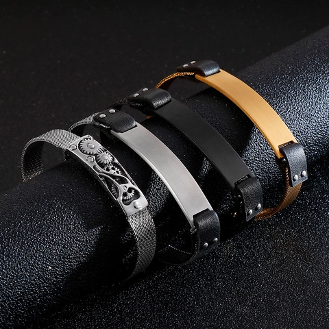 Pulsera De Engranajes Mecánicos Steampunk Para Hombre Acero Inoxidable Malla Milanesa Estilo Industrial Retro Punk