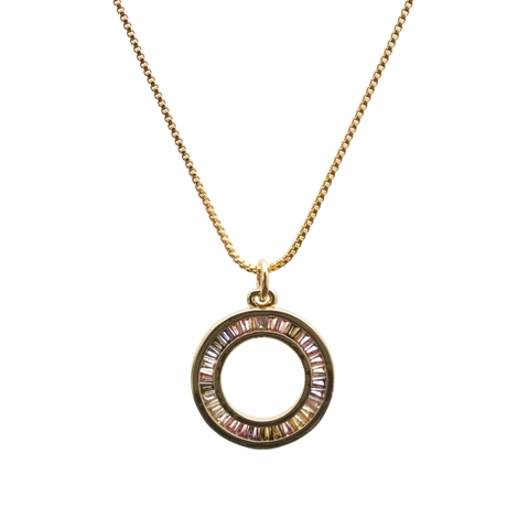 Kupfer Anhänger Halskette Bunte Zirkonia Mikro Pave Sonnenstrahl Rund Ring Box Kette Mode Schmuck Für Damen