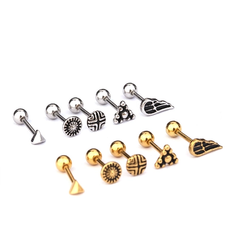 Orecchini a Bottone in Acciaio Inossidabile con Zirconia per Cartilagine Gioielli Unisex con Chiusura a Vite