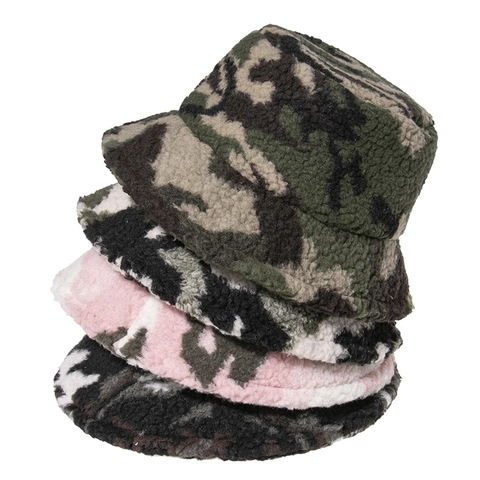 Emmer Hoed Camouflage Lamswol Winter Warm Winddicht Outdoor Casual Vissershoed Voor Dames Heren Zacht Pluche