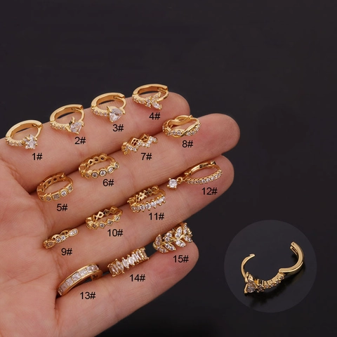 Mini Round Huggie Hoop Earrings Copper Zircon Inlaid Piercing Ear Bone Jewelry For Women Fashion Elegant