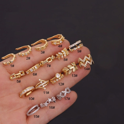 Zirkon Besetzter Kupfer Ohrmanschette Ohne Piercing U-Förmiger Knorpel Ohrclip Trendiger Schmuck Für Damen
