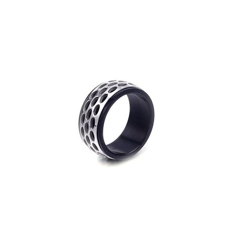 Heren Vintage 316L Roestvrij Stalen Ring Punk Rock Honingraat Koolstofvezel Band Sieraden