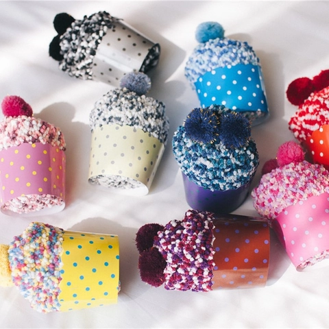 Calze Cupcake In Pile Corallo Da Donna Spesse Calde Morbide Calze Da Pavimento Con Decorazione Pom-Pom Per Interni