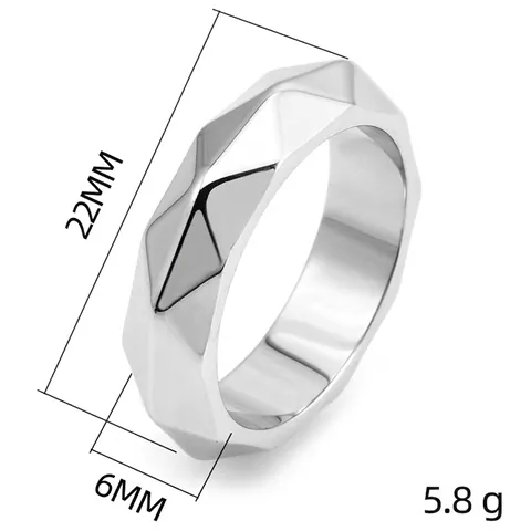 Geometric Cutting Face Stainless Steel Ring Minimalist Rhombus Mechanical Design Trendy Streetwear Jewelry For Men Women