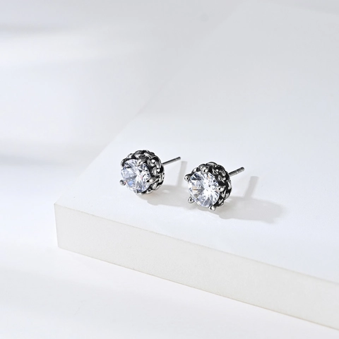Orecchini A Lobo Rotondi Con Strass Acciaio Inossidabile Gioielli Cristallo Vintage Per Uomo Donna