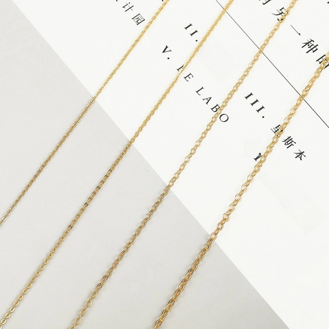 DIY Jewelry Making Chain 18K Gold Plated Copper Brass Flattened O-Chain For Handmade Necklace Bracelet Crafting Simple