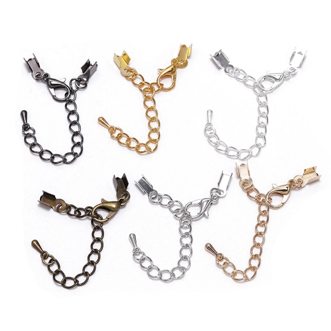 Cierre De Langosta De Hierro Cadena Extensión Y Terminales Cordón Pinzas Cinta Para Fabricación Joyas Collar Pulsera