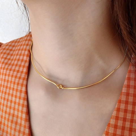 925 Sterling Silber Knoten Halskette Minimalistische Schlangenkette Choker Geometrischer Link Schmuck Für Frauen