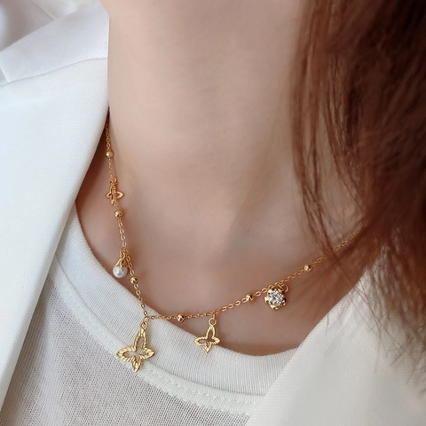 Collana Farfalla In Argento Sterling 925 Con Pendente Perla Artificial E Zircone Gioielli Eleganti E Delicati Per Donna Regalo