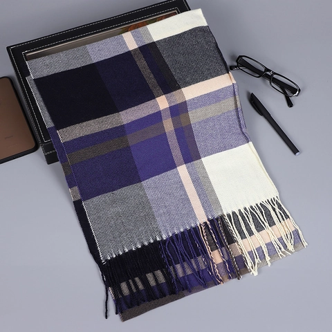 Karierter Winterschal Weich Gestreift Lang Dick Warm Quasten Plaid Schal Für Damen Herren Business Casual