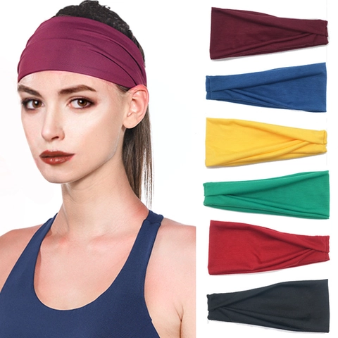 Sports Headband Sweatband Moisture Wicking Elastic Hair Band For Running Yoga Fitness Gym Breathable Wide Head Wrap Unisex