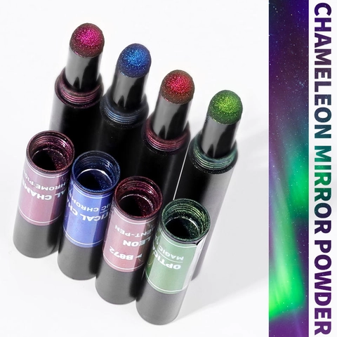 Penna Per Pigmenti Per Unghie Camaleonte Penna Magica Air Cushion Polvere Per Specchio Solida Effetto Metallico Chrome Decorazione Nail Art