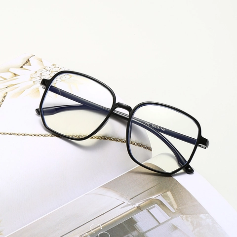 Fashion Big Frame Anti Blue Light Glasses Plastic Polygon Eyewear Frame For Women Trendy Retro Optical Spectacles