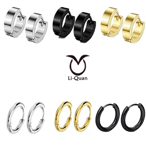 Minimalist Hoop Earrings Stainless Steel 18K Gold Plated Huggies Geometric Jewelry For Women Men Punk Style