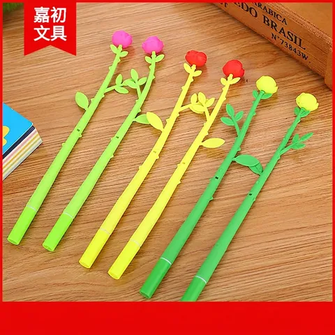 Creative Rose Flower Shape Gel Pen Soft Rubber Black Ink Writing Stationery For Office School Students Gift Novelty