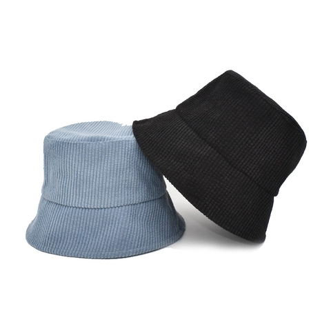 Bucket Hat Corduroy Solid Color Simple Vintage Outdoor Sunshade Accessories For Women Men