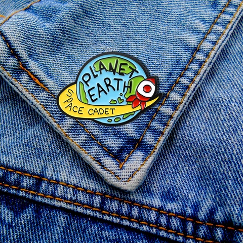 Cartoon Enamel Pin Brooch Alloy Creative Moon Planet Earth Gashapon Machine Badge For Backpack Clothes Denim Jacket