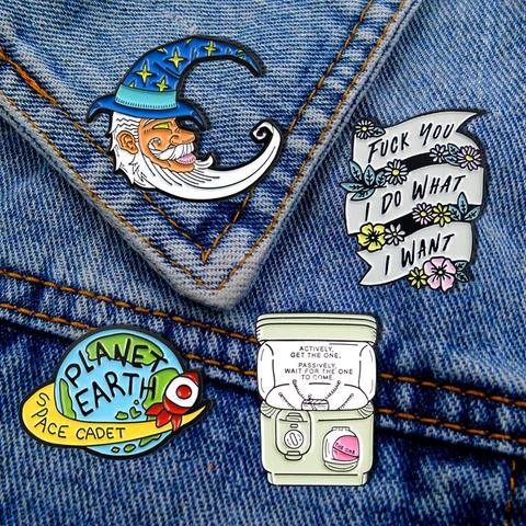 Cartoon Enamel Pin Brooch Alloy Creative Moon Planet Earth Gashapon Machine Badge For Backpack Clothes Denim Jacket