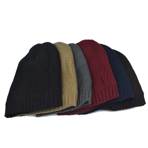 Gorro De Punto De Invierno Cálido Acrílico Chenille Forro Polar Punto Trenzado Slouchy Skull Cap Exterior Hombres Mujeres