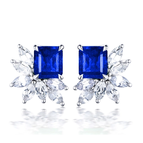 Emerald Cut CZ Oorknopjes Koper Marquise Zirkoon Luxe Elegante Sieraden Voor Dames Geometrische Sprankeling Kleurrijk
