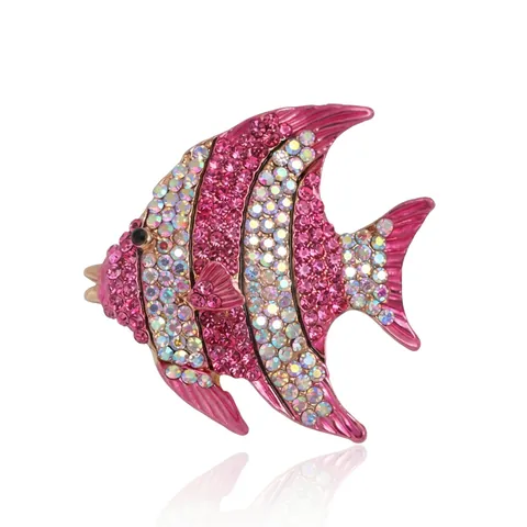Elegant Tropical Fish Alloy Brooch With Sparkling Rhinestones And Colorful Enamel For Women Fashion Animal Lapel Pin Accessory