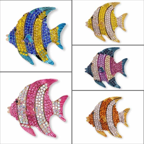 Elegant Tropical Fish Alloy Brooch With Sparkling Rhinestones And Colorful Enamel For Women Fashion Animal Lapel Pin Accessory