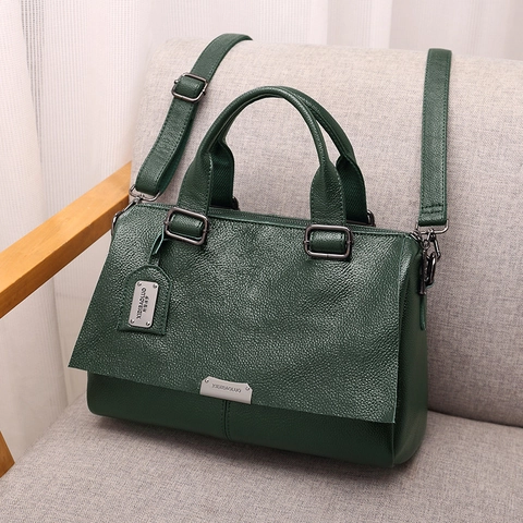 Women Boston Bag Lychee Textur PU Leder Große Kapazität Umhängetasche Handtasche Retro Western Stil Multi Fach Klappe