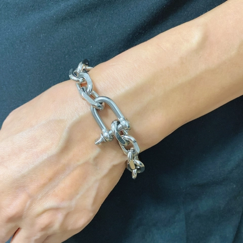 Bracciale A Catena In Acciaio Inossidabile Con Fibbia A Ferro Di Cavallo Gioielli Punk Hip Hop Per Uomo E Donna