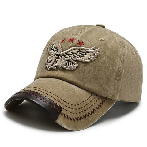 Vintage Washed Cotton Denim Baseball Cap Distressed Eagle Embroidery Adjustable Outdoor Sun Protection For Men Women