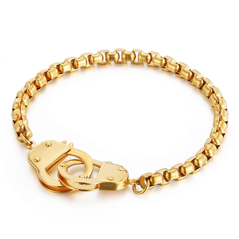 Pulsera Y Collar Con Dije De Esposas Acero Inoxidable Joyas Hip Hop Punk Para Hombres Mujeres Unisex Cadena De Eslabones