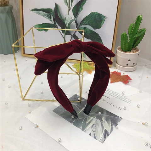 Elegant Velvet Bow Headband Wide Double Layer Solid Color Retro Padded Hair Hoop Hair Accessory For Women Girl