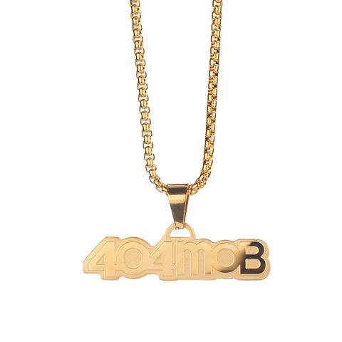 404MOB Buchstaben Anhänger Halskette Titanstahl Box Kette Hip Hop Streetwear Schmuck Für Herren Damen