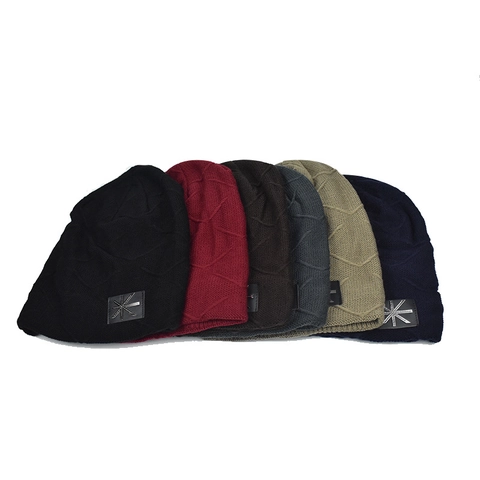 Winter Beanie Hat Chenille Knitted Warm Fleece Lined Outdoor Slouchy Cap With Leather Patch For Women Men
