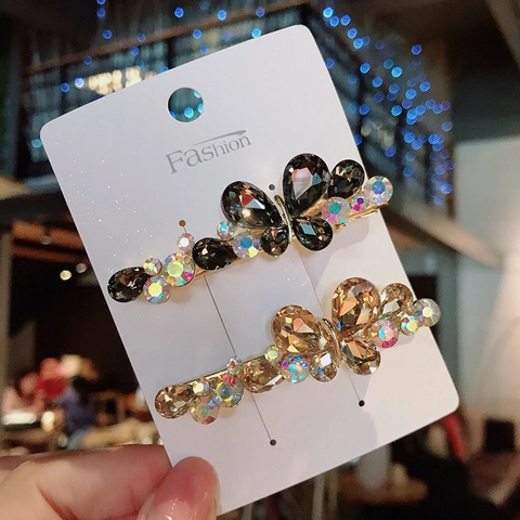 Schmetterling Haarklammer Funkelnder K9 Kristall Strass Legierung Koreanische Mode Dekorativer Kopfschmuck Für Frauen Mädchen