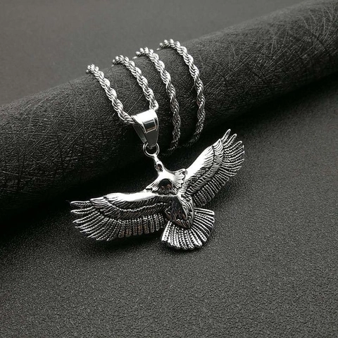 Adler Anhänger Halskette Titanstahl Retro Punk Hip Hop Stil Vintage Schmuck Für Herren Damen