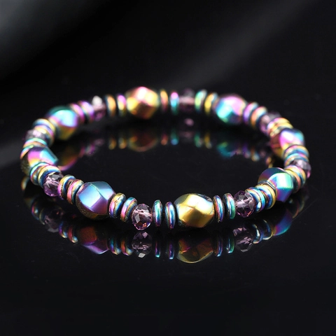 Magnetisches Hämatit Tigerauge Achat Perlenarmband Verstellbares Gewebtes Seil Regenbogen Facettierter Schmuck Herren Damen